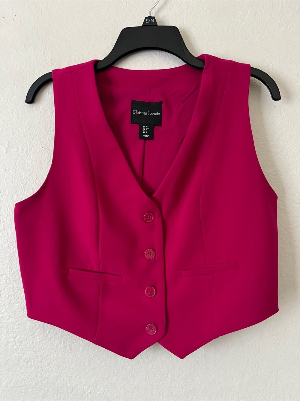 NWOT CHRISTIAN LACROIX Tailored Sleevesless Vest Fuchsia Size M